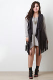 Suede Draping Open Front Fringe Vest