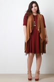 Suede Draping Open Front Fringe Vest