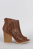 Qupid Webbed Cage Peep Toe Booties