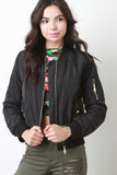 Zipped Up Bomber Puffer Jacket