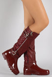 Quilted Zipper Buckled Jelly Knee High Rain Boots