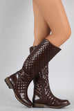 Quilted Round Toe Riding Knee High Boots