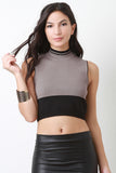 Colorblock Mock Neck Crop Top