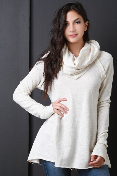 Cowl Neck Terry Raglan Top