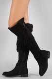 Wild Diva Lounge Western Fringe Flat Boot