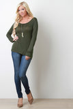 Drape Back Long Sleeved Top