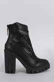 Western Slits Pointy Toe Lug Platform Chunky Heel Boots