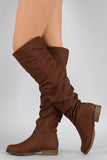 Bamboo Slouchy Round Toe Over-The-Knee Riding Boots