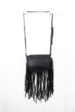 Vegan Leather Genuine Suede Fringe Flap Bag