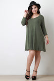 V-Neck Ribbed Knit Shift Dress