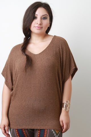 Ribbed Knit V-Neck Top