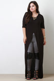 Half Sleeve Front Slit Maxi Top