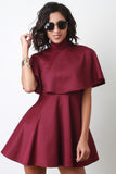 Turtleneck Cape Flare Dress