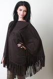 Faux Suede Fringe Poncho