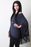 Faux Suede Fringe Poncho