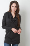 Cowl Hood Ribbed Long Sleeve Top