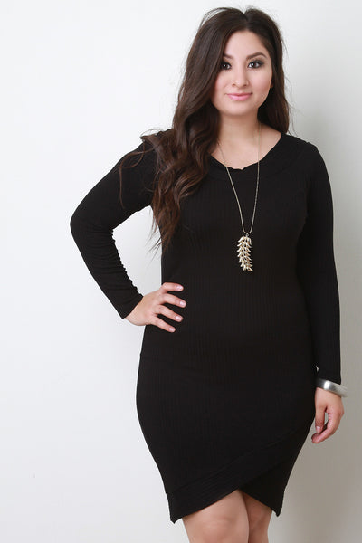 Tulip Hem Ribbed Knit Dress