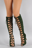 Shoe Republic LA Suede Corset Lace Up Stiletto Boots