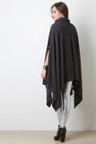 Cowl Neck Handkerchief Knit Poncho Maxi Top