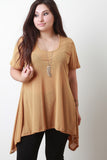 Sharkbite Scooped Neck Short Sleeves Tunic Top