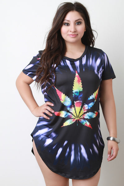 Tie Dye Leaf T-Shirt Mini Dress