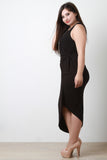 Gathered Side Drape Sleeveless Dress