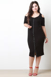 Cold Shoulder Button Front Dress