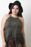 Suede Fringe Sleeveless Cami Crop Top