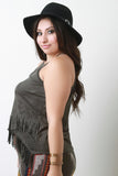 Suede Fringe Sleeveless Cami Crop Top