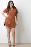 Faux Suede T-Shirt Dress