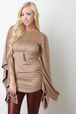 Faux Suede Poncho Top