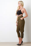 Belted Legs Chiffon Capri Pants