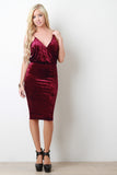 Crush Velvet Surplice Backless Dress