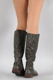 Studded Round Toe Riding Knee High Boots