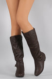 Elastic Gore Round Toe Riding Knee High Boots