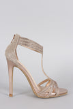 Anne Michelle Glitter Rhinestone T-Strap Stiletto Heel