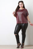 Metallic-Brushed Round Neck Dolman Sleeves Top