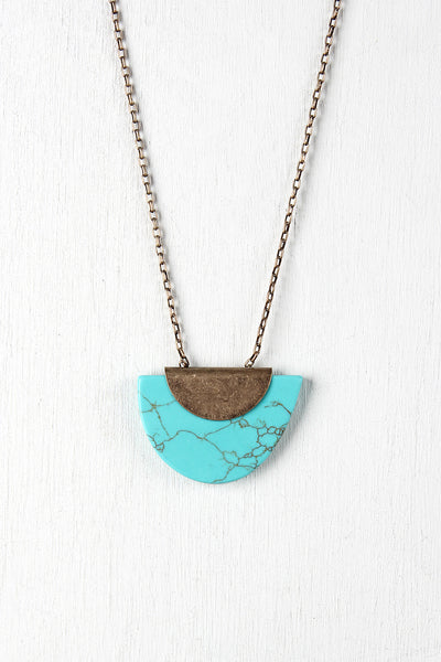 Turquoise Half Circle Gemstone Necklace