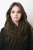 Open Knit Fringe Infinity Scarf