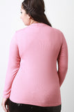 Mock Neck Ribbed Jersey Long Sleeve Top