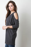 Cold Shoulder Dolman Sleeve Fleece Top