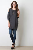 Cold Shoulder Dolman Sleeve Fleece Top