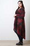 Two Tone Fuzzy Drape Open Front Longline Cardigan