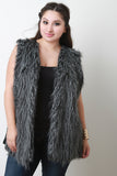 Multicolor Faux Fur Knit Back Sleeveless Vest