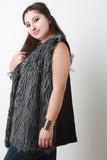 Multicolor Faux Fur Knit Back Sleeveless Vest