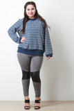 Geometric Pattern Textured Long Sleeves Sweater Top