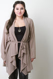 Waist-Tie Chiffon Open Front Long Sleeves Cardigan