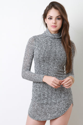 Marled Knit Turtle Neck Dress