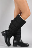 Faux Shearling Cuff Knee High Rain Boots