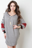 Striped Dolman Sleeve Tunic Dress